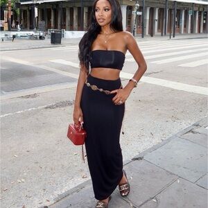 Chic Black Women's Skirt Set